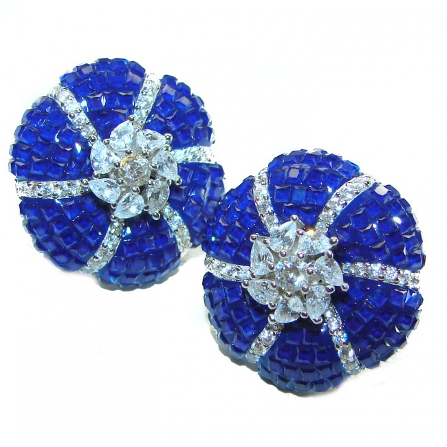 Born to Glam floral-inspired authentic Sapphire .925 Sterling Silver handcrafted earrings