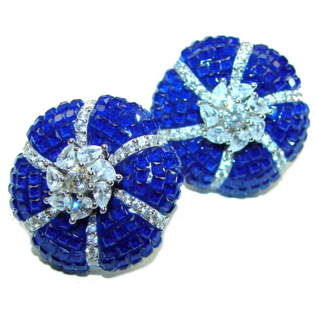 Born to Glam floral-inspired authentic Sapphire .925 Sterling Silver handcrafted earrings