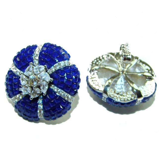 Born to Glam floral-inspired authentic Sapphire .925 Sterling Silver handcrafted earrings