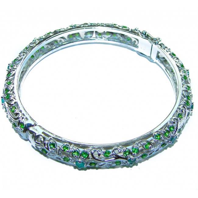 Authentic 18.5 CARAT Chrome Diopside .925 Sterling Silver handmade bangle Bracelet