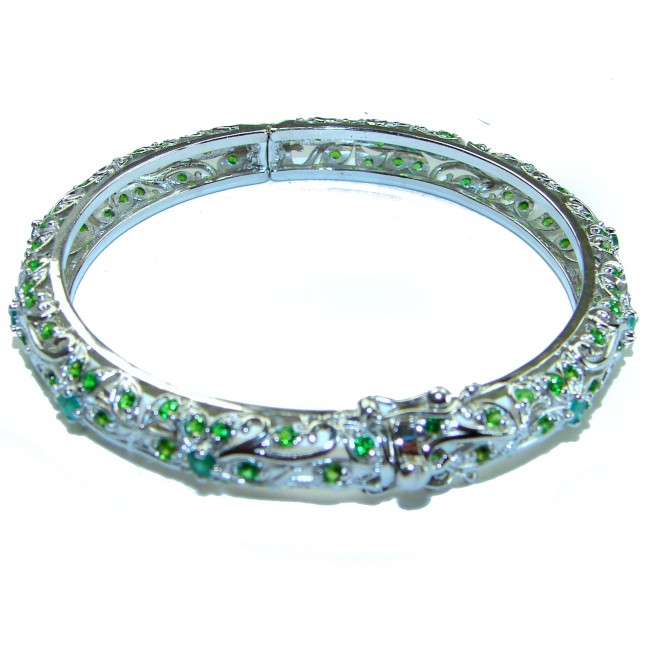 Authentic 18.5 CARAT Chrome Diopside .925 Sterling Silver handmade bangle Bracelet