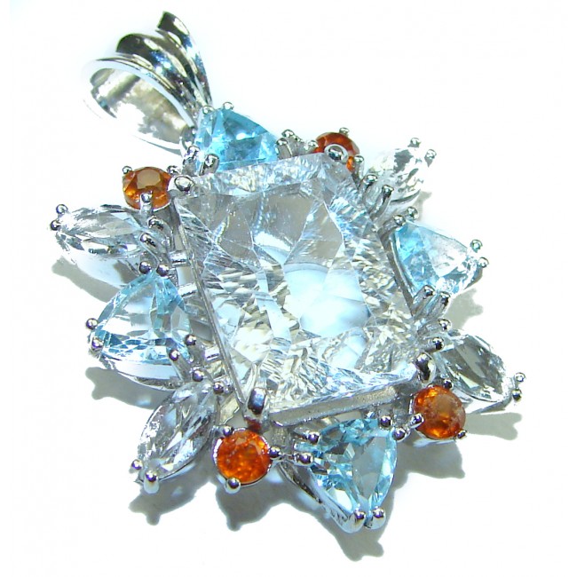 White Blast 14.5 carat White Topaz .925 Sterling Silver handcrafted Pendant