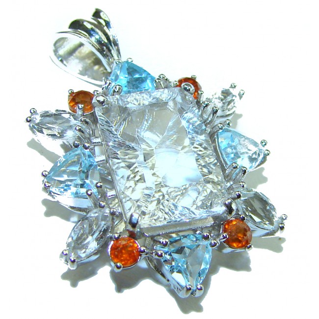 White Blast 14.5 carat White Topaz .925 Sterling Silver handcrafted Pendant