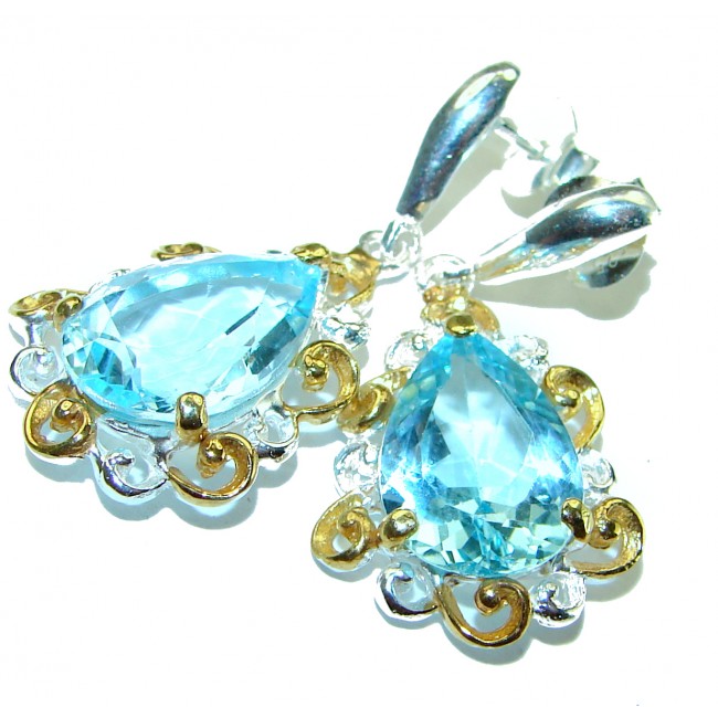 Serenity 12.5 carat Swiss Blue Topaz .925 Sterling Silver handmade earrings