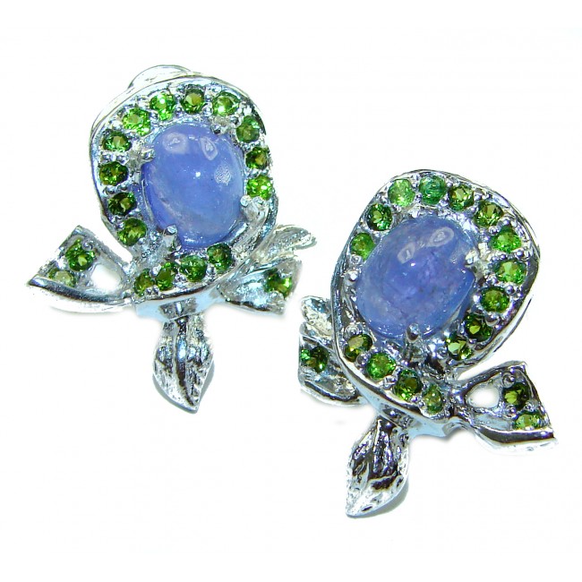 Luxurious 6.8 carat Natural Tanzanite .925 Sterling Silver handmade earrings