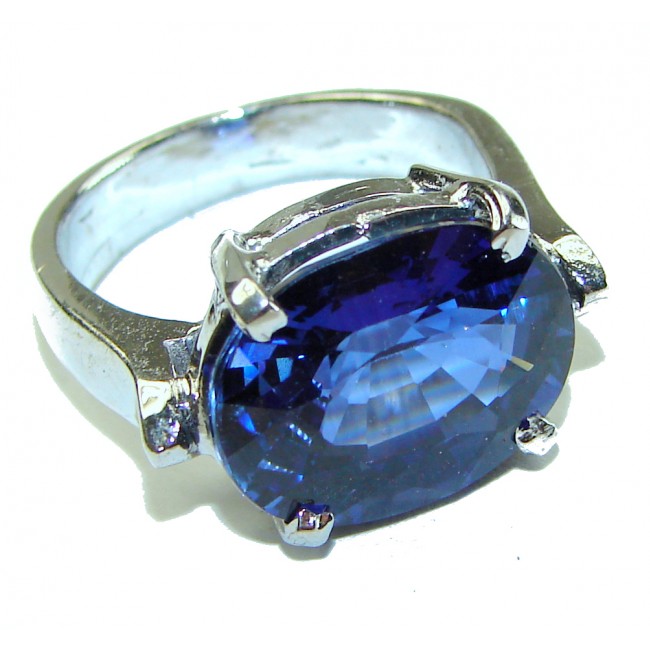 Divine Fire 9.8 carat London Blue Topaz .925 Sterling Silver handcrafted Ring size 7