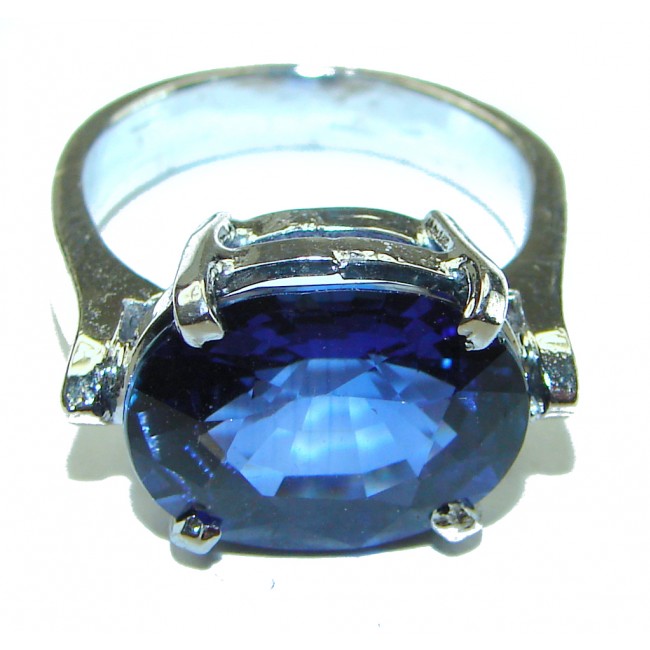 Divine Fire 9.8 carat London Blue Topaz .925 Sterling Silver handcrafted Ring size 7