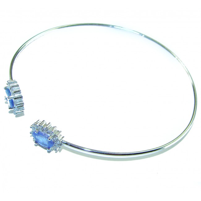 Precious Natural 5.6 carat Tanzanite .925 Sterling Silver Bangle bracelet