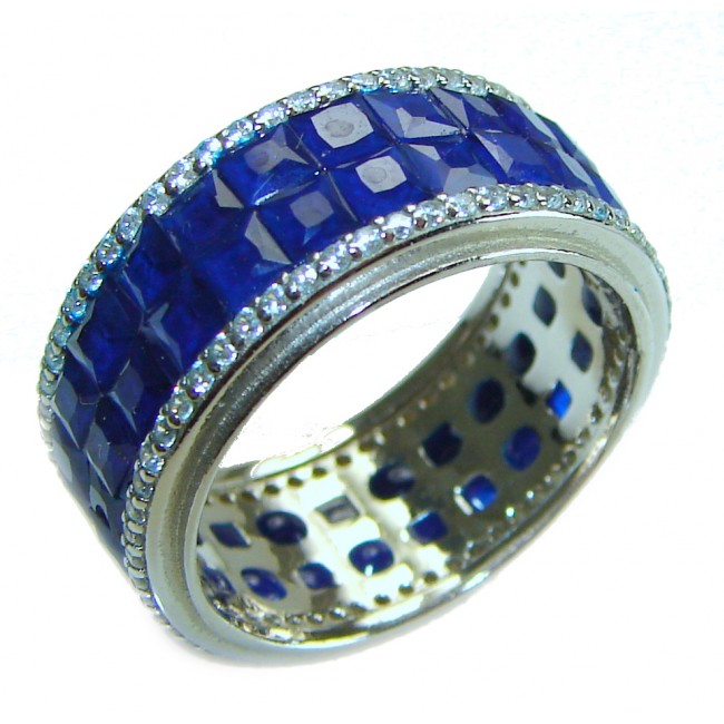 My Love Sapphire .925 Sterling Silver Eternity Ring size 5 3/4