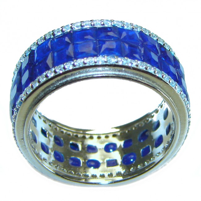 My Love Sapphire .925 Sterling Silver Eternity Ring size 5 3/4