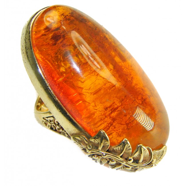 Real Beauty authentic Baltic Amber 14k Gold over .925 Sterling Silver Large handcrafted pendant