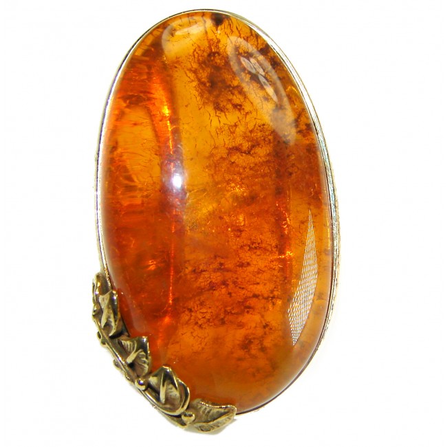 Real Beauty authentic Baltic Amber 14k Gold over .925 Sterling Silver Large handcrafted pendant