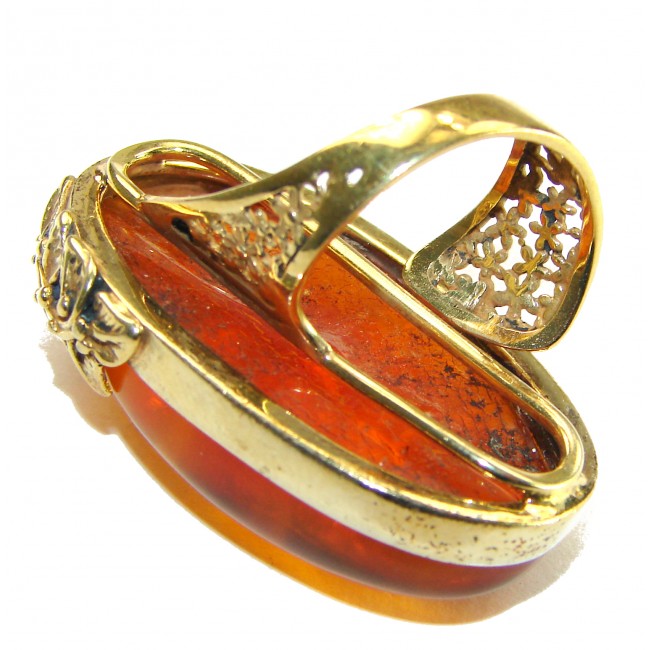 Real Beauty authentic Baltic Amber 14k Gold over .925 Sterling Silver Large handcrafted pendant