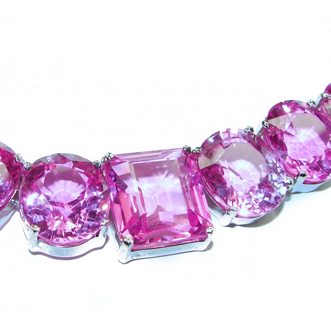 Rose des Vents 325.5 carat Pink Sapphire .925 Sterling Silver handcrafted Large Statement necklace, 170.8grams