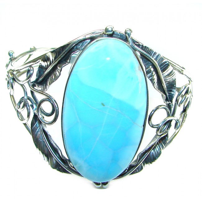 VINTAGE DESIGN Beauty 45.8 CARAT Blue Larimar .925 Sterling Silver handcrafted Bracelet