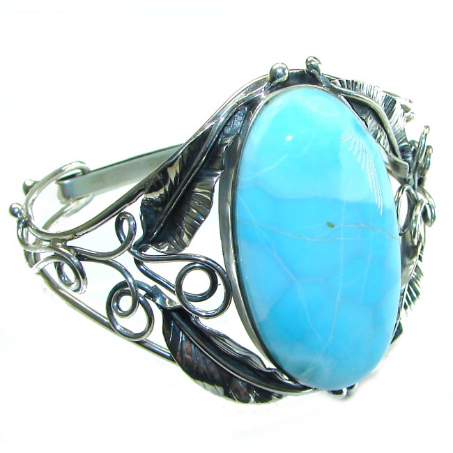 VINTAGE DESIGN Beauty 45.8 CARAT Blue Larimar .925 Sterling Silver handcrafted Bracelet