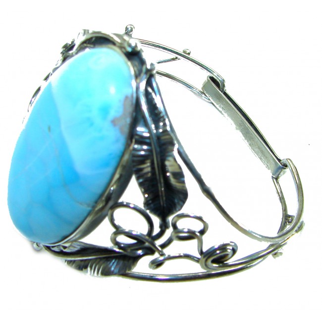 VINTAGE DESIGN Beauty 45.8 CARAT Blue Larimar .925 Sterling Silver handcrafted Bracelet