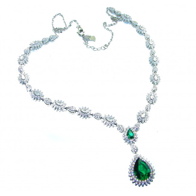 Timless Treasure 6.5 carat Emerald .925 Sterling Silver handcrafted necklace