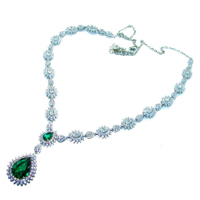 Timless Treasure 6.5 carat Emerald .925 Sterling Silver handcrafted necklace