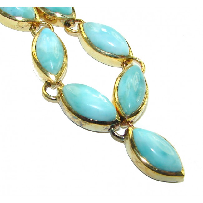 Caribbean Beauty Genuine Blue Larimar 14K Gold over .925 Sterling Silver handmade Necklace