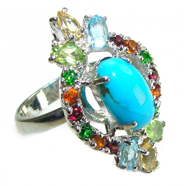 Alexandria Solid 4.2 carat Sleeping Beauty Turquoise .925 Sterling Silver Ring size 7