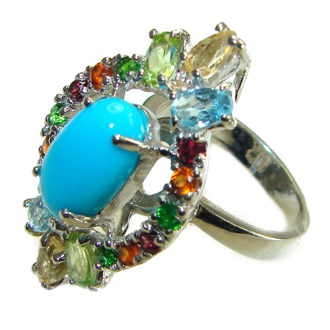 Alexandria Solid 4.2 carat Sleeping Beauty Turquoise .925 Sterling Silver Ring size 7