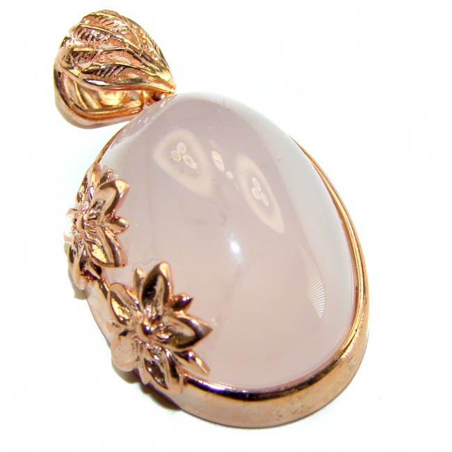 Vintage Beauty quality Rose Quartz 14K Gold over .925 Sterling Silver handmade Pendant