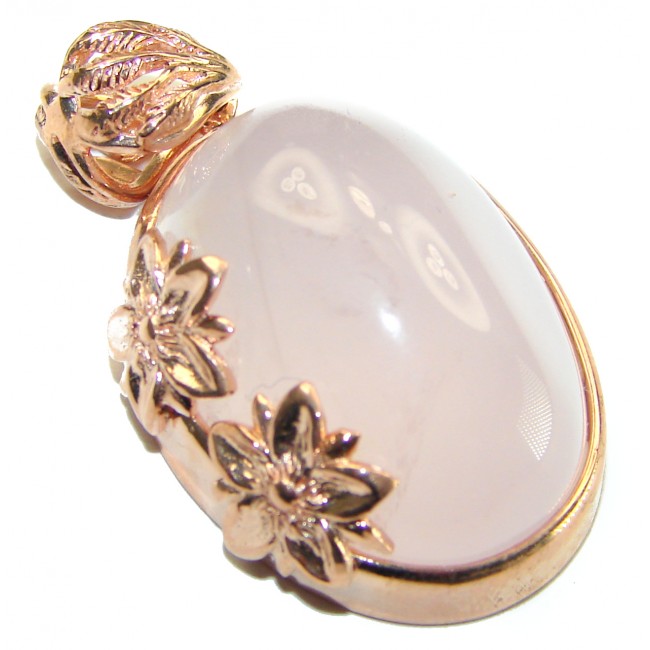 Vintage Beauty quality Rose Quartz 14K Gold over .925 Sterling Silver handmade Pendant