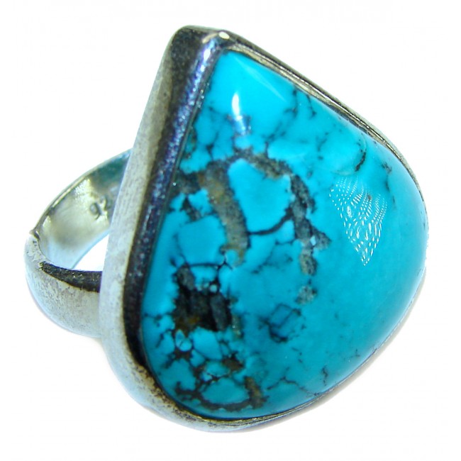 Solid genuine Turquoise .925 Sterling Silver Ring size 6 1/4