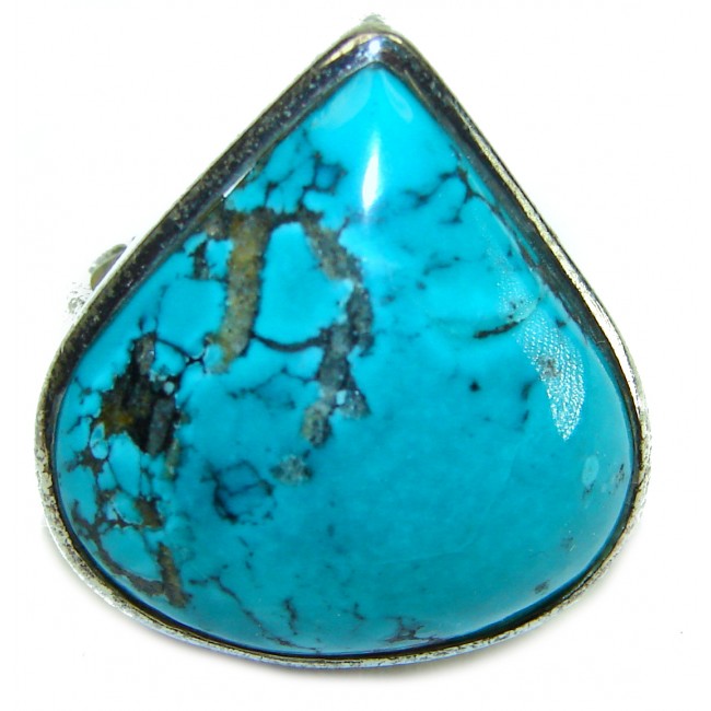 Solid genuine Turquoise .925 Sterling Silver Ring size 6 1/4