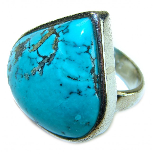 Solid genuine Turquoise .925 Sterling Silver Ring size 6 1/4