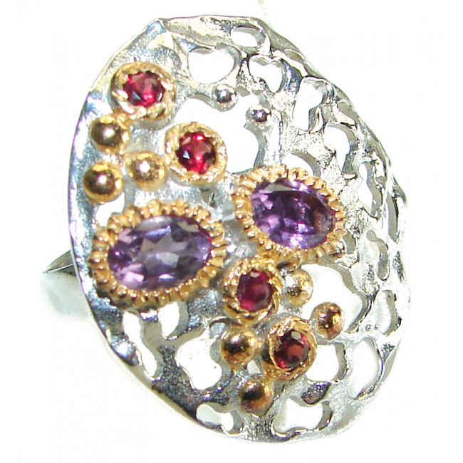 Dramatic design 15.8 carat Amethyst .925 Sterling Silver Handcrafted Ring size 6