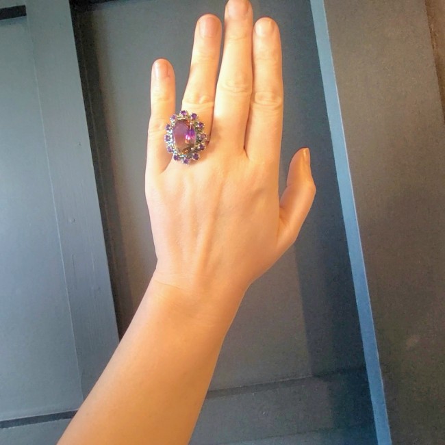 Born to Glow 11.5 carat Ametrine .925 Silver handcrafted Cocktail Ring s. 8