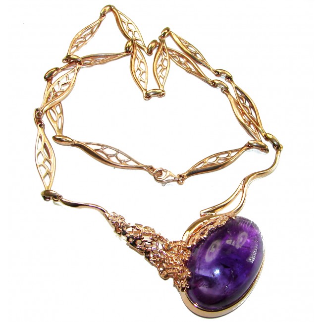 Exquisite Beauty authentic 42.5 CARAT Amethyst 14K Gold over .925 Sterling Silver handcrafted necklace