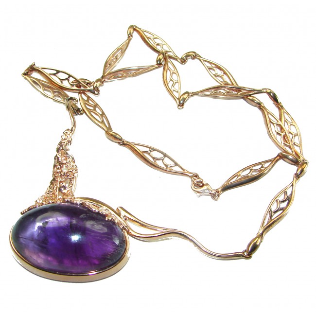 Exquisite Beauty authentic 42.5 CARAT Amethyst 14K Gold over .925 Sterling Silver handcrafted necklace