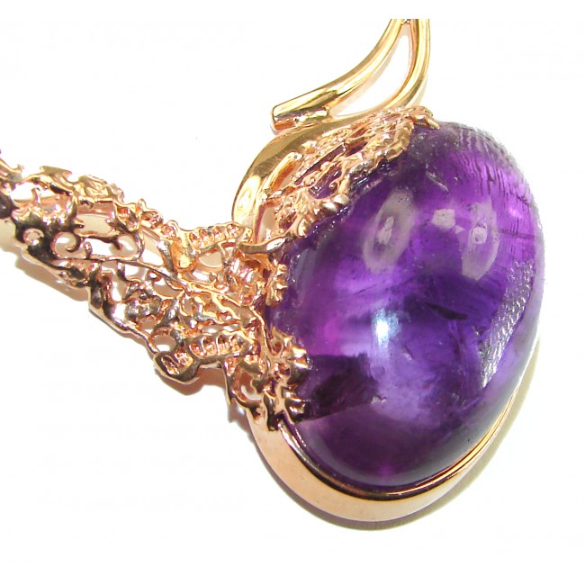 Exquisite Beauty authentic 42.5 CARAT Amethyst 14K Gold over .925 Sterling Silver handcrafted necklace