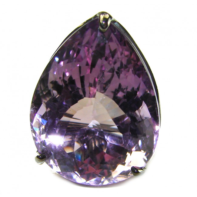 Dramatic design 36.8 carat Amethyst black rhodium over .925 Sterling Silver Handcrafted Ring size 9