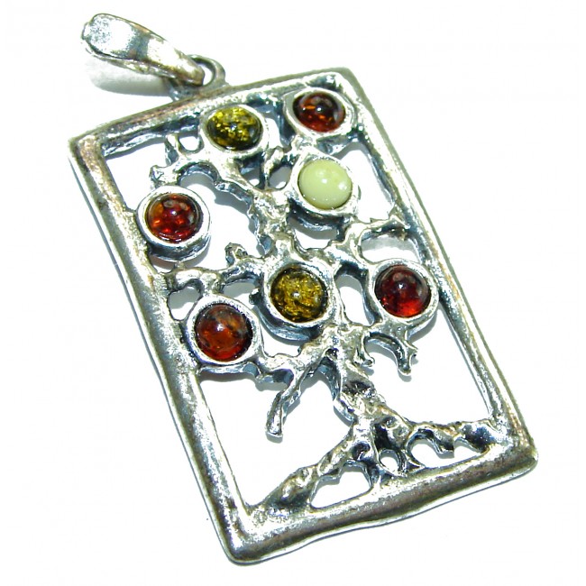 Perfect Family Tree Baltic Amber .925 Sterling Silver Pendant