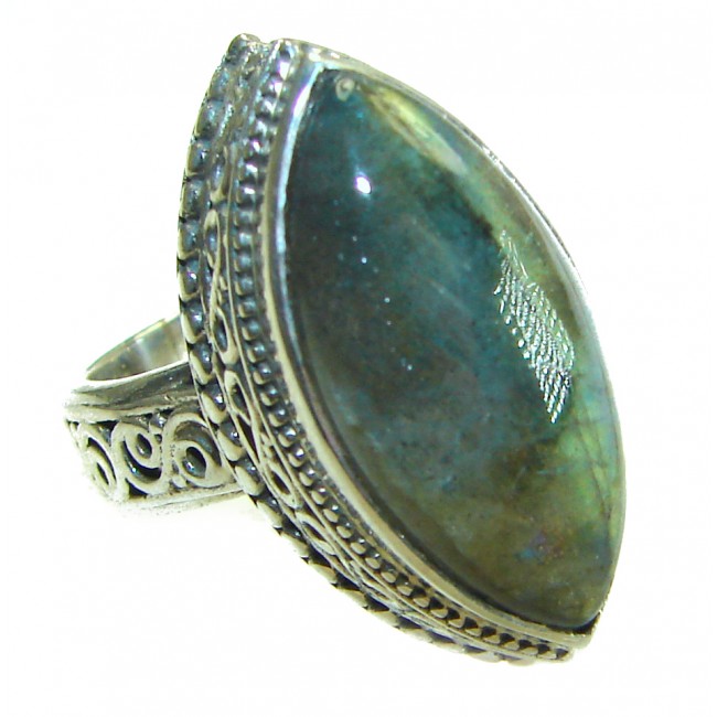 Magic Night Natural Labradorite .925 Sterling Silver handcrafted ring size 6