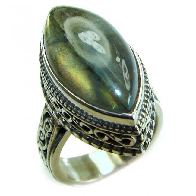 Magic Night Natural Labradorite .925 Sterling Silver handcrafted ring size 6