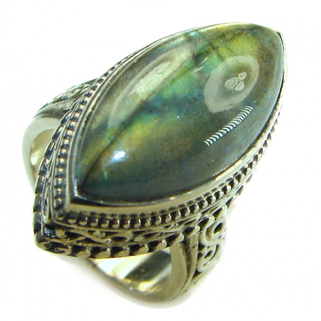 Magic Night Natural Labradorite .925 Sterling Silver handcrafted ring size 6