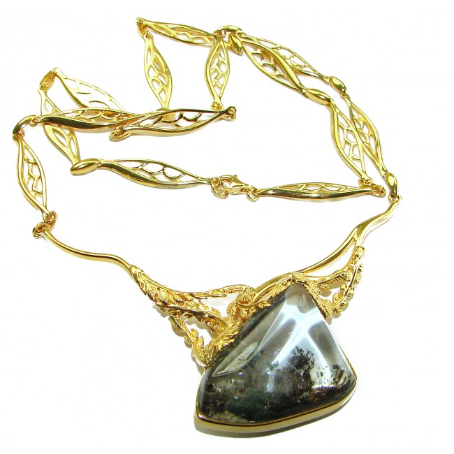 Back to Nature genuine 22.5 carat Phantom Quartz 14K Gold over .925 Sterling Silver brilliantly handcrafted necklace