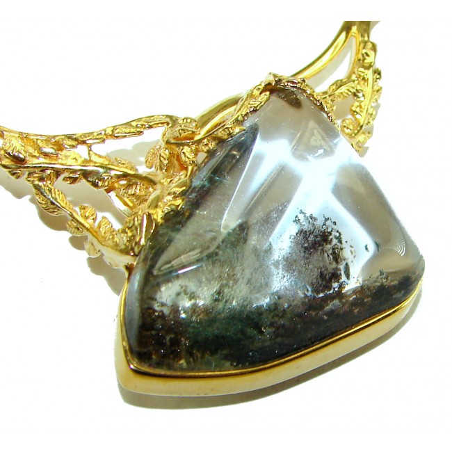 Back to Nature genuine 22.5 carat Phantom Quartz 14K Gold over .925 Sterling Silver brilliantly handcrafted necklace