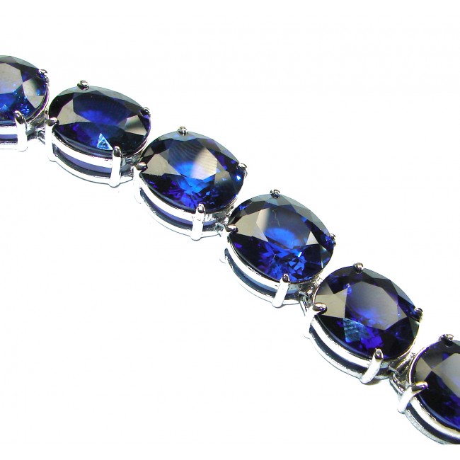 Sofia 129.5 carat oval cut London Blue Topaz .925 Sterling Silver handcrafted Bracelet