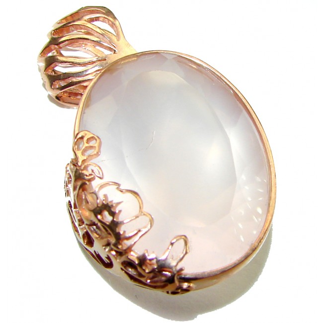 Vintage Beauty 45.5 CARAT Rose Quartz 14K Gold over .925 Sterling Silver handmade Pendant