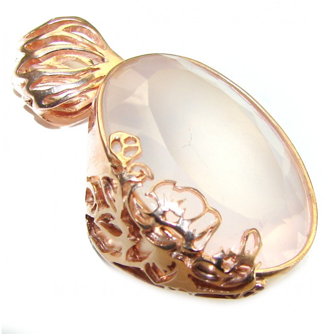 Vintage Beauty 45.5 CARAT Rose Quartz 14K Gold over .925 Sterling Silver handmade Pendant