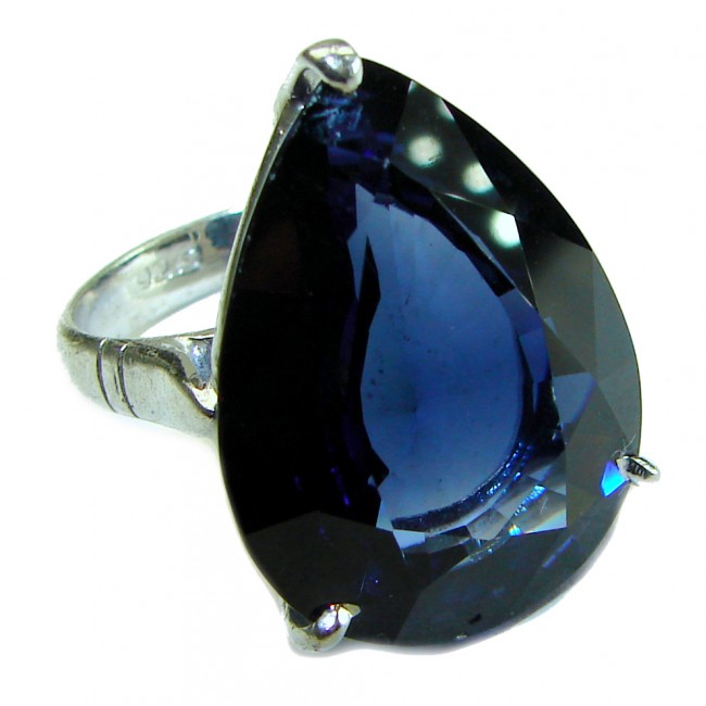 Divine Fire 17.8 carat London Blue Topaz .925 Sterling Silver handcrafted Ring size 8 1/4