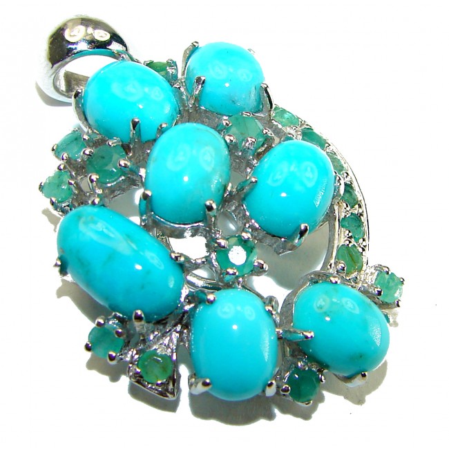 One of a kind Precious Sleeping Beauty Turquoise .925 Sterling Silver handmade pendant