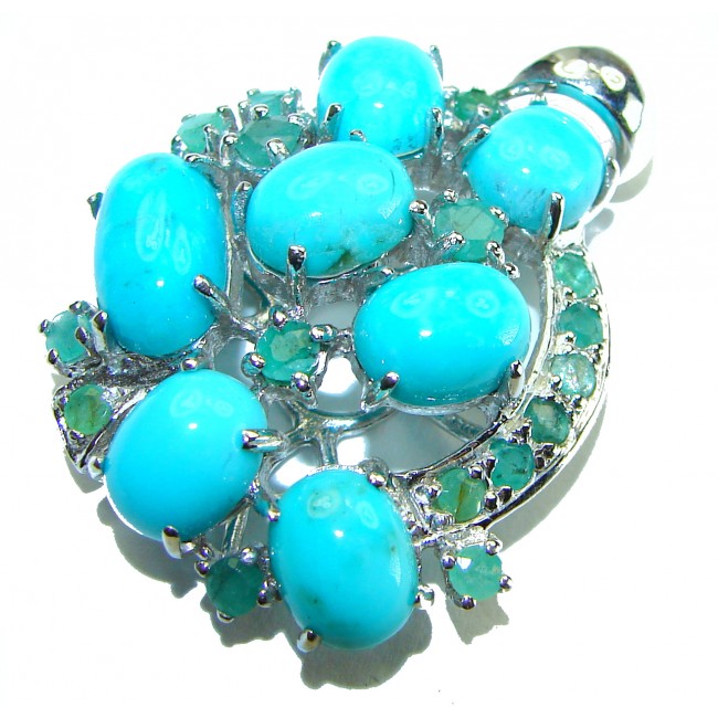 One of a kind Precious Sleeping Beauty Turquoise .925 Sterling Silver handmade pendant