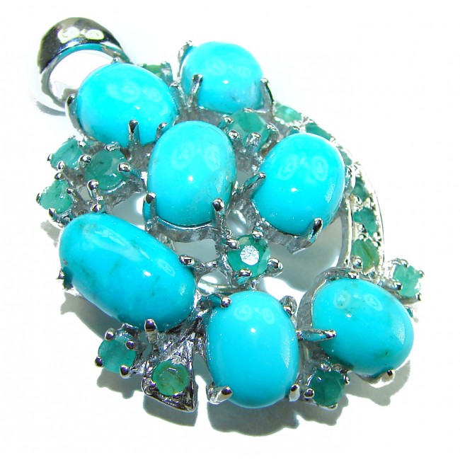 One of a kind Precious Sleeping Beauty Turquoise .925 Sterling Silver handmade pendant